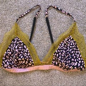 Victoria Secret satin lace bralette NWT size XL. Pink Gold and Black. Very Sexy